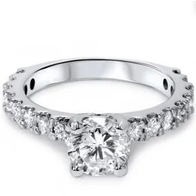 1 1/2ct Round Cut Enhanced Diamond Engagement Ring 14K White Gold