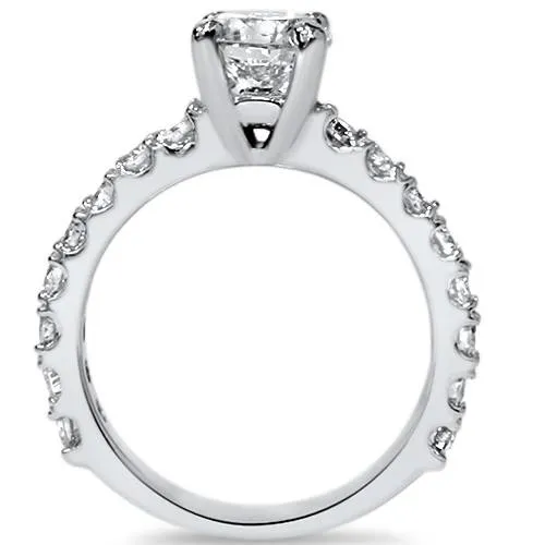 1 1/2ct Round Cut Enhanced Diamond Engagement Ring 14K White Gold