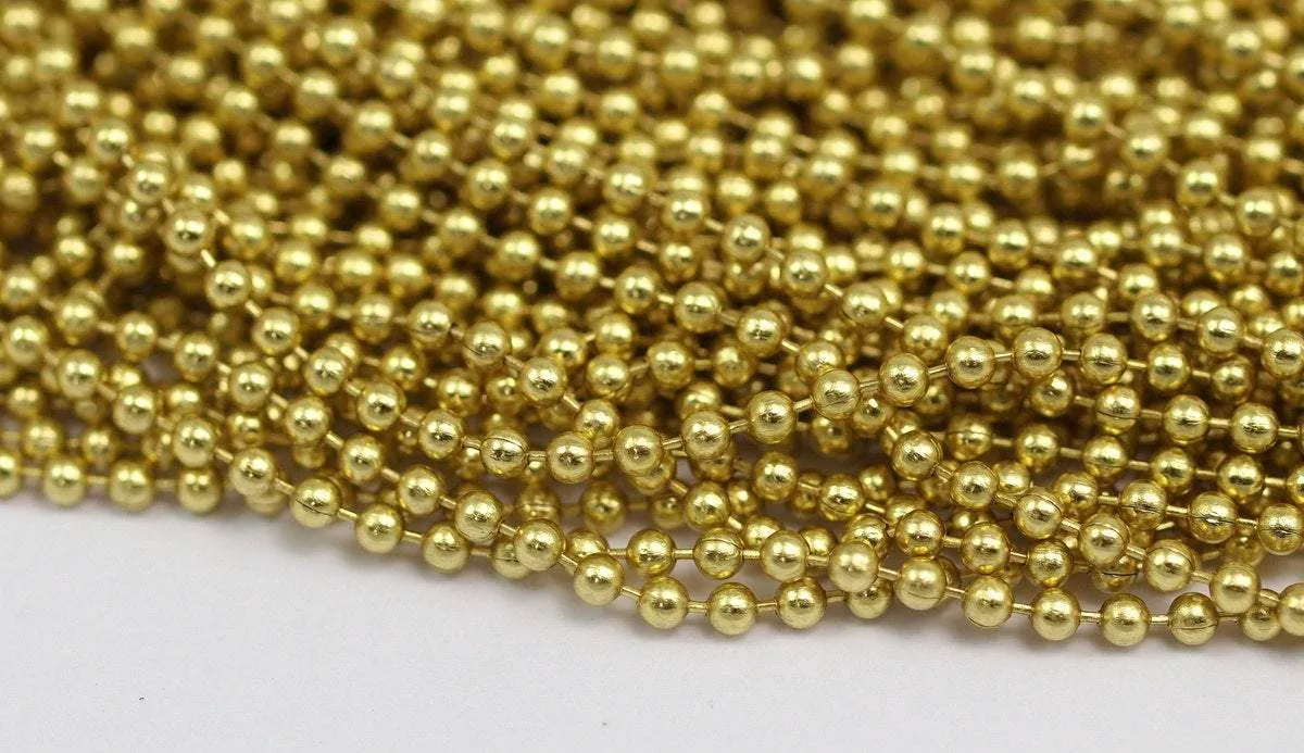 10 M. - 2.3mm Raw Brass Ball Chain - brs7 Z135