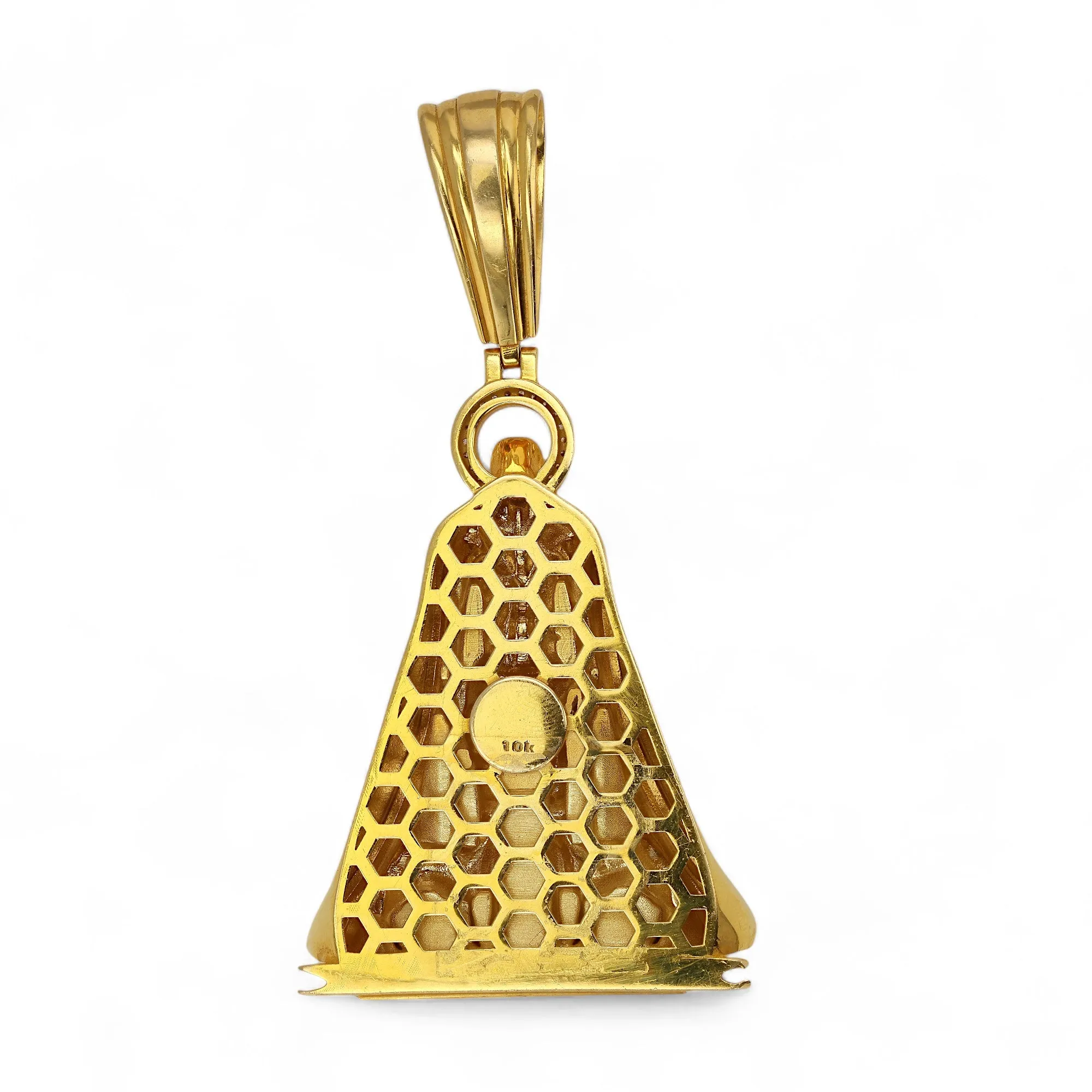 10K Yellow gold 2D realistic San Lazaro solid pendant-316265