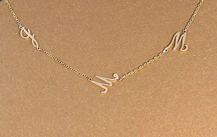 14K Solid Gold Sideways Initial Necklace - Up to 4 Letters