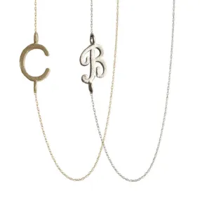 14K Solid Gold Sideways Initial Necklace - Up to 4 Letters