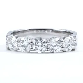 14K WHITE GOLD 5-STONE DIAMOND WEDDING BAND 1.23CTW