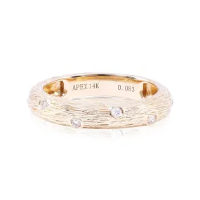 14K YELLOW GOLD BEAD-SET DIAMOND ENGRAVED BAND 0.08CTW