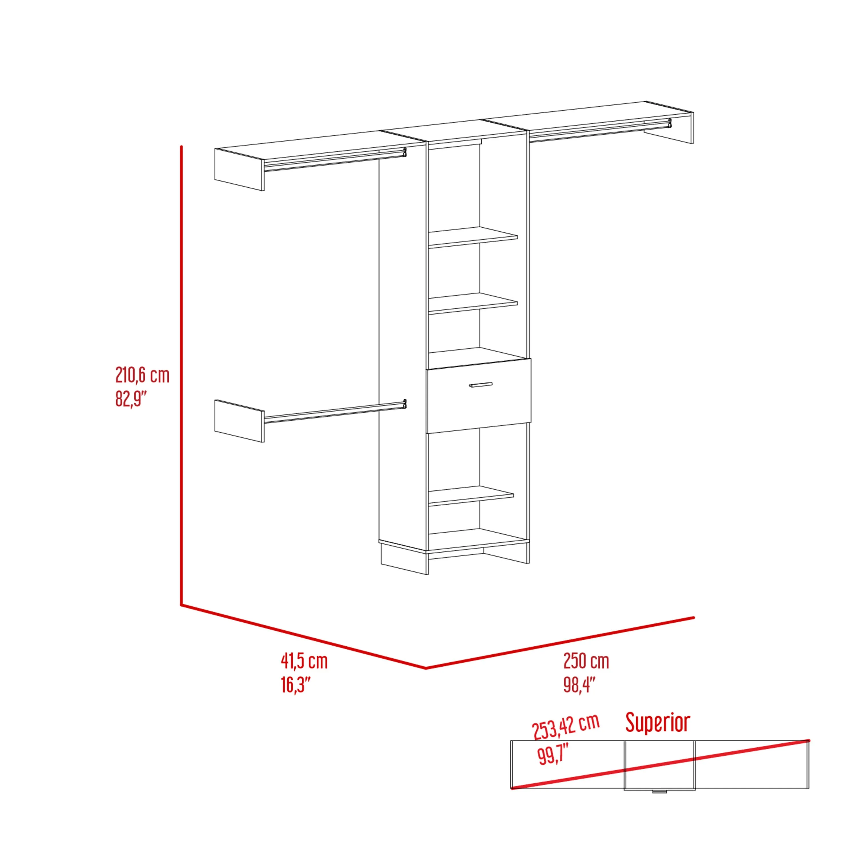 250 Closet System British | Dark Walnut