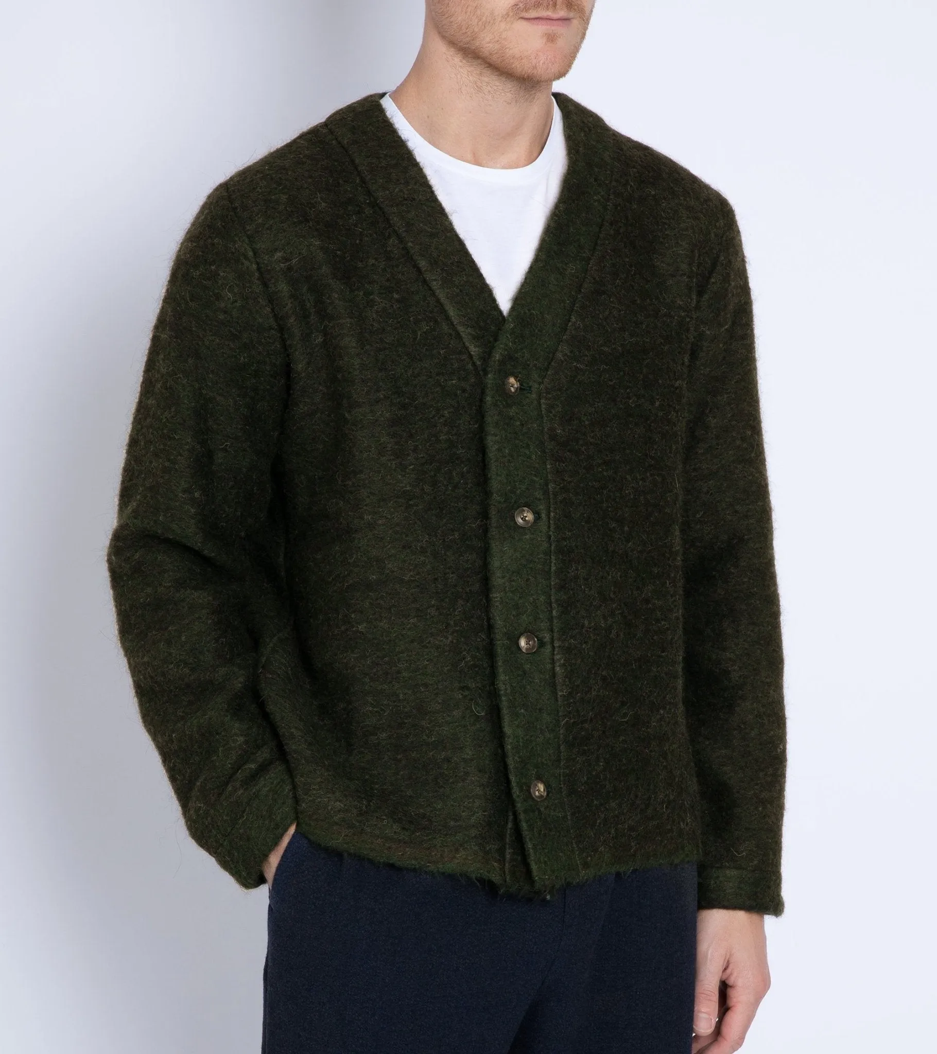 A Kind of Guise Kura Wool Mix Cardigan: Fuzzy Forest