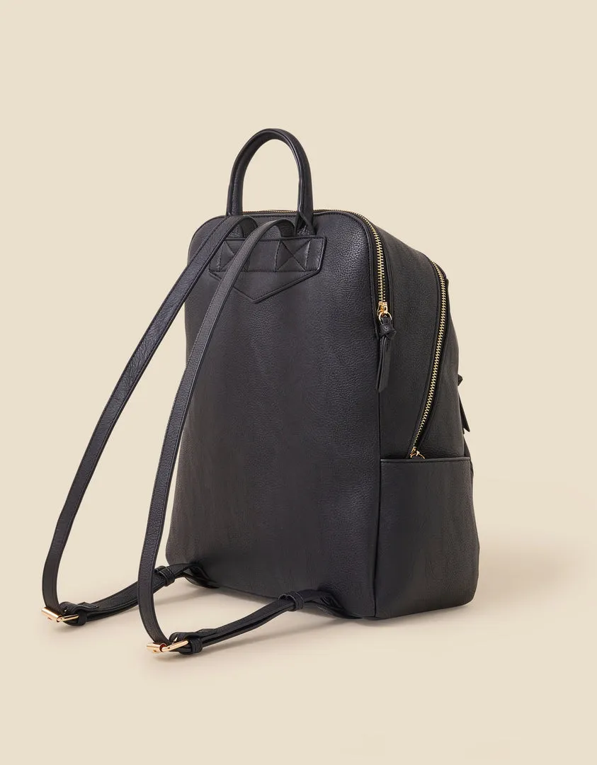 Accessorize London Classic Zip Around Backpack Black