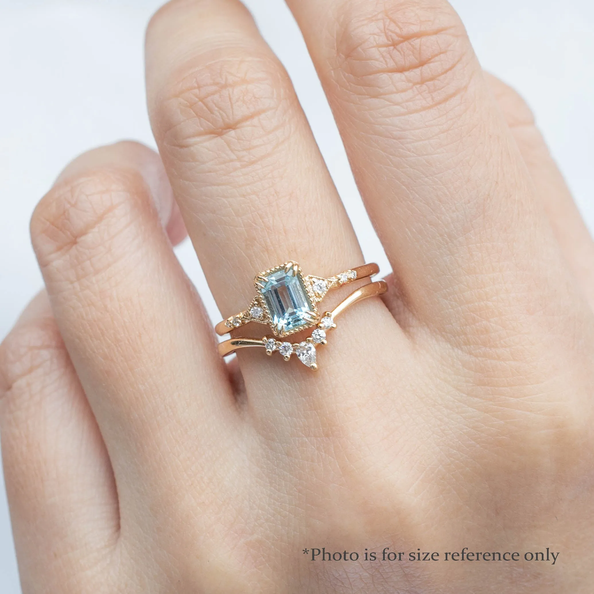 Agatha Ring 0.60ct Emerald Aquamarine, 14k Rose Gold