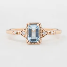 Agatha Ring 0.60ct Emerald Aquamarine, 14k Rose Gold