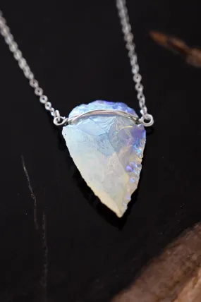 Angels Are Everywhere Aura Opalite Arrowhead Silver Necklace