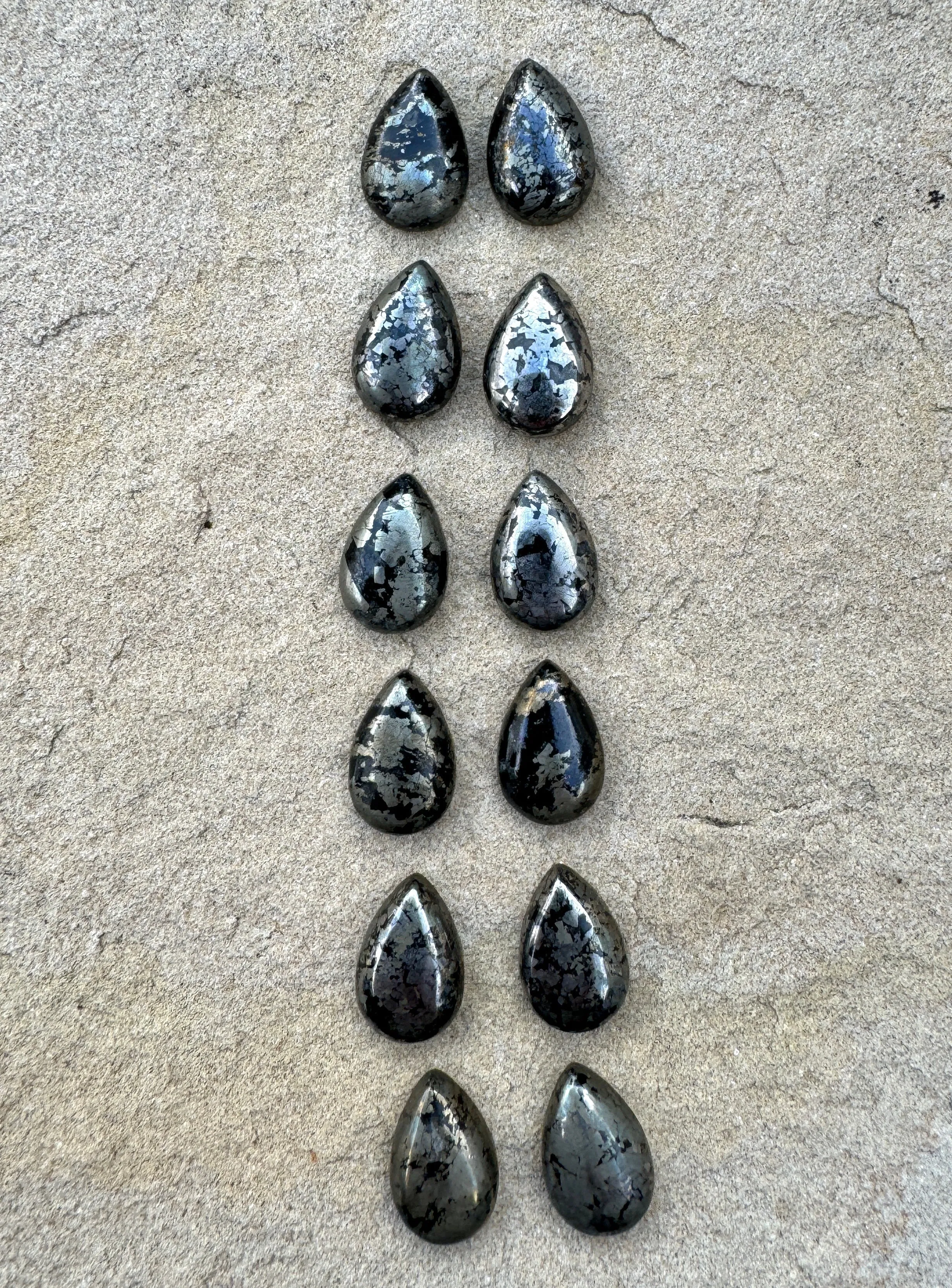 Apache Gold (Arizona) 10x15mm Teardrop Cabochons, Package of 2 stones