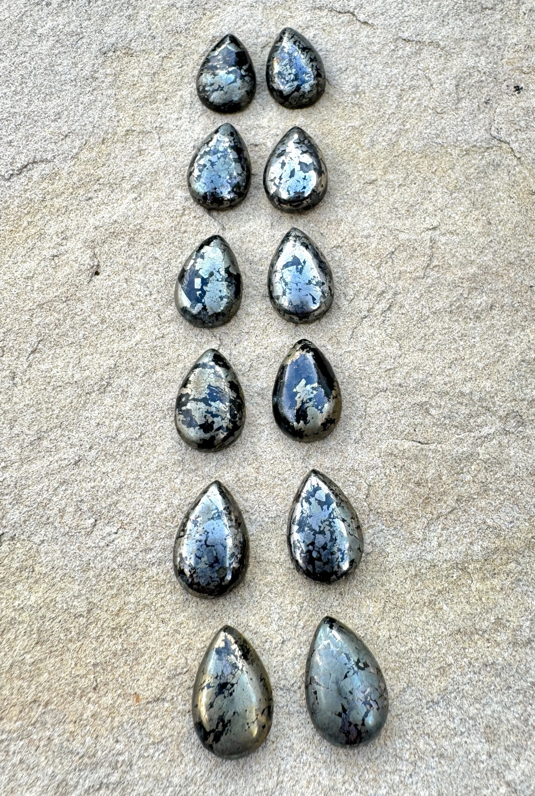 Apache Gold (Arizona) 10x15mm Teardrop Cabochons, Package of 2 stones