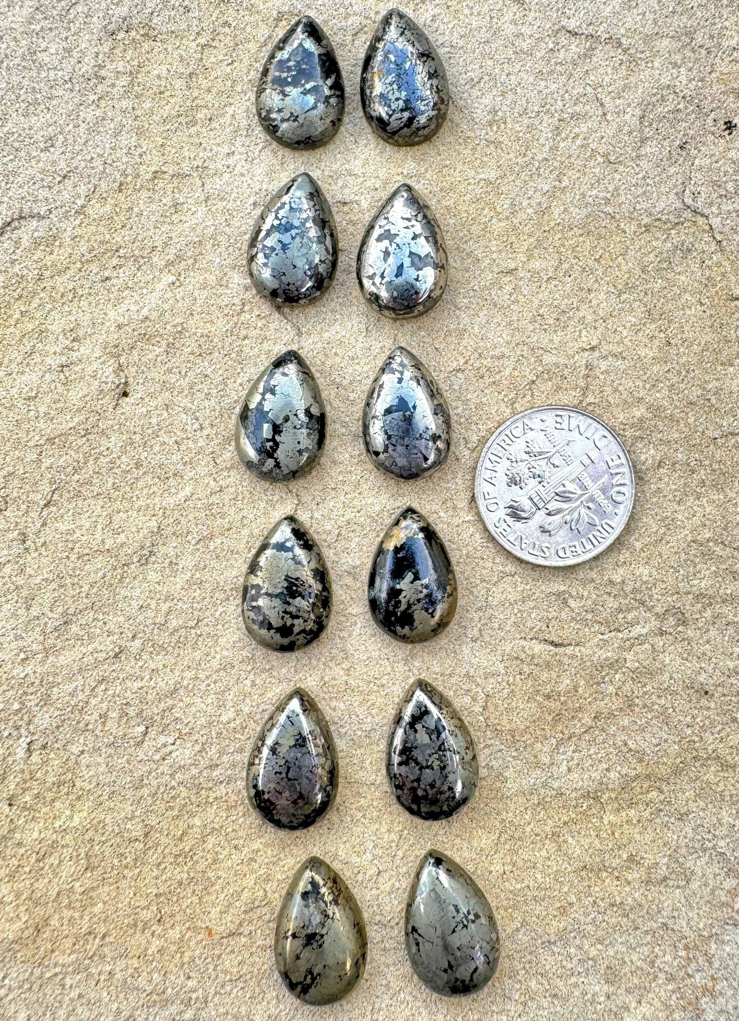 Apache Gold (Arizona) 10x15mm Teardrop Cabochons, Package of 2 stones