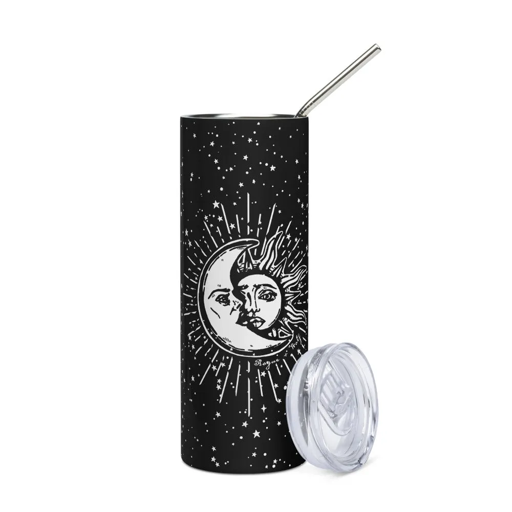 Astral Stainless Steel Tumbler - Comes with lid & metal straw, Gothic Grunge Drinkware, Gym Yoga Essentials - 20oz/600ml