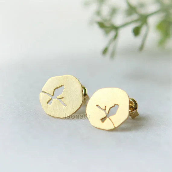 Bird on a Branch Disc earrings