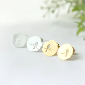 Bird on a Branch Disc earrings