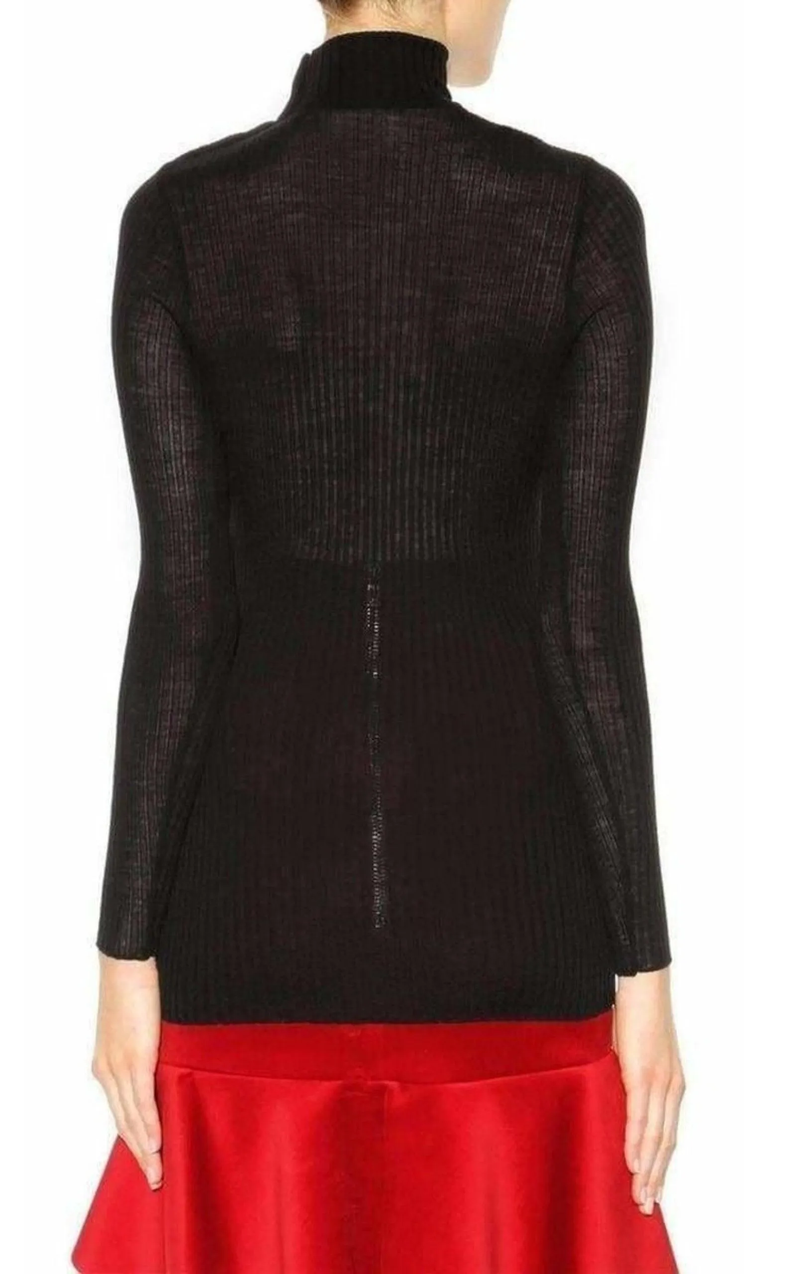 Black Embellished Wool Turtleneck Sweater