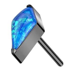 Black PVD Tetra Blue Opal Titanium Threadless Top