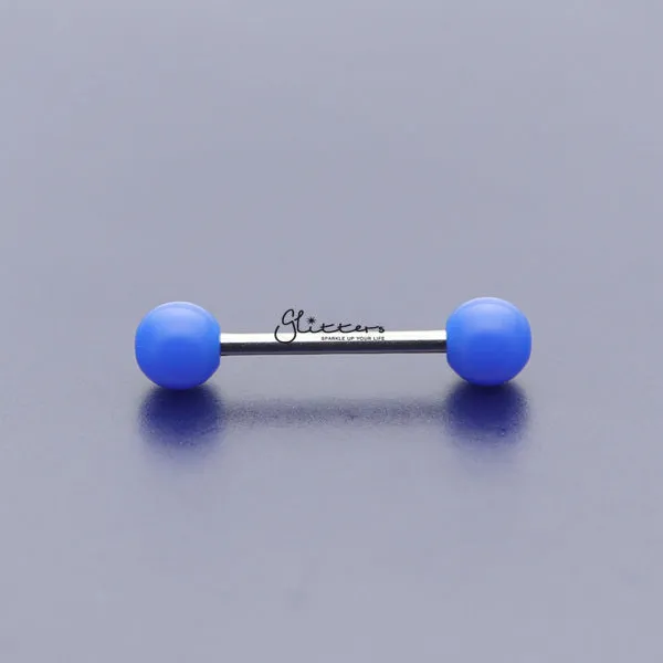 Blue Solid Colour Acrylic Ball with Surgical Steel Tongue Barbell