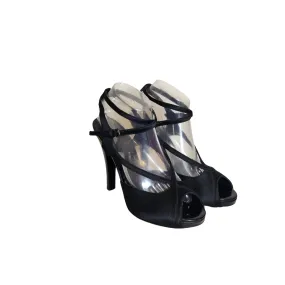 Bottega Venetta Black Satin Peep-toe Heels | Brand New |