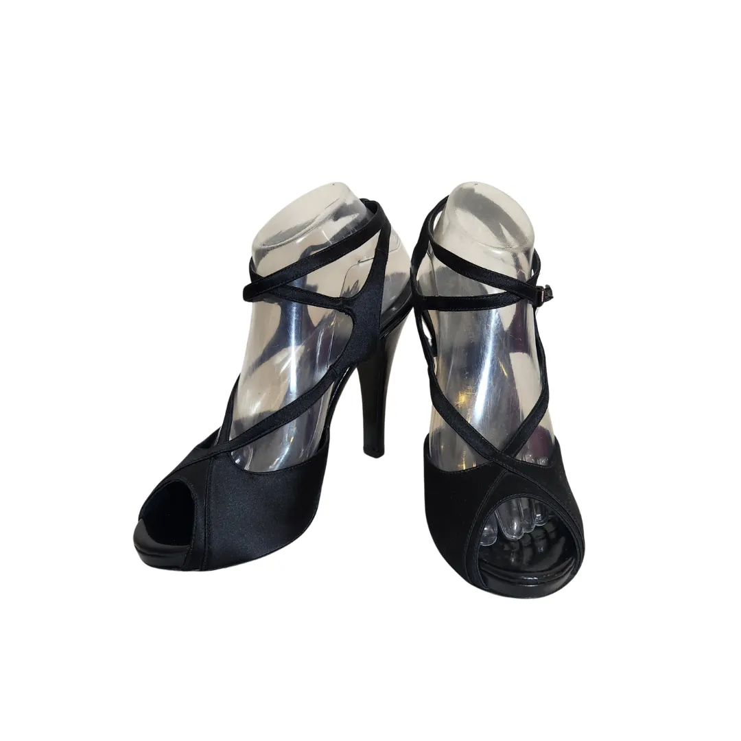 Bottega Venetta Black Satin Peep-toe Heels | Brand New |