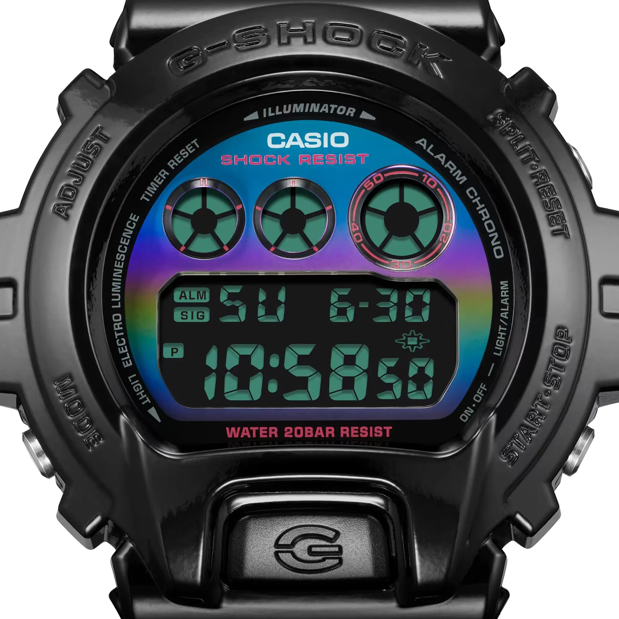 Casio G-Shock DW6900RGB-1 Rainbow Glossy Black Gamers Digital Watch