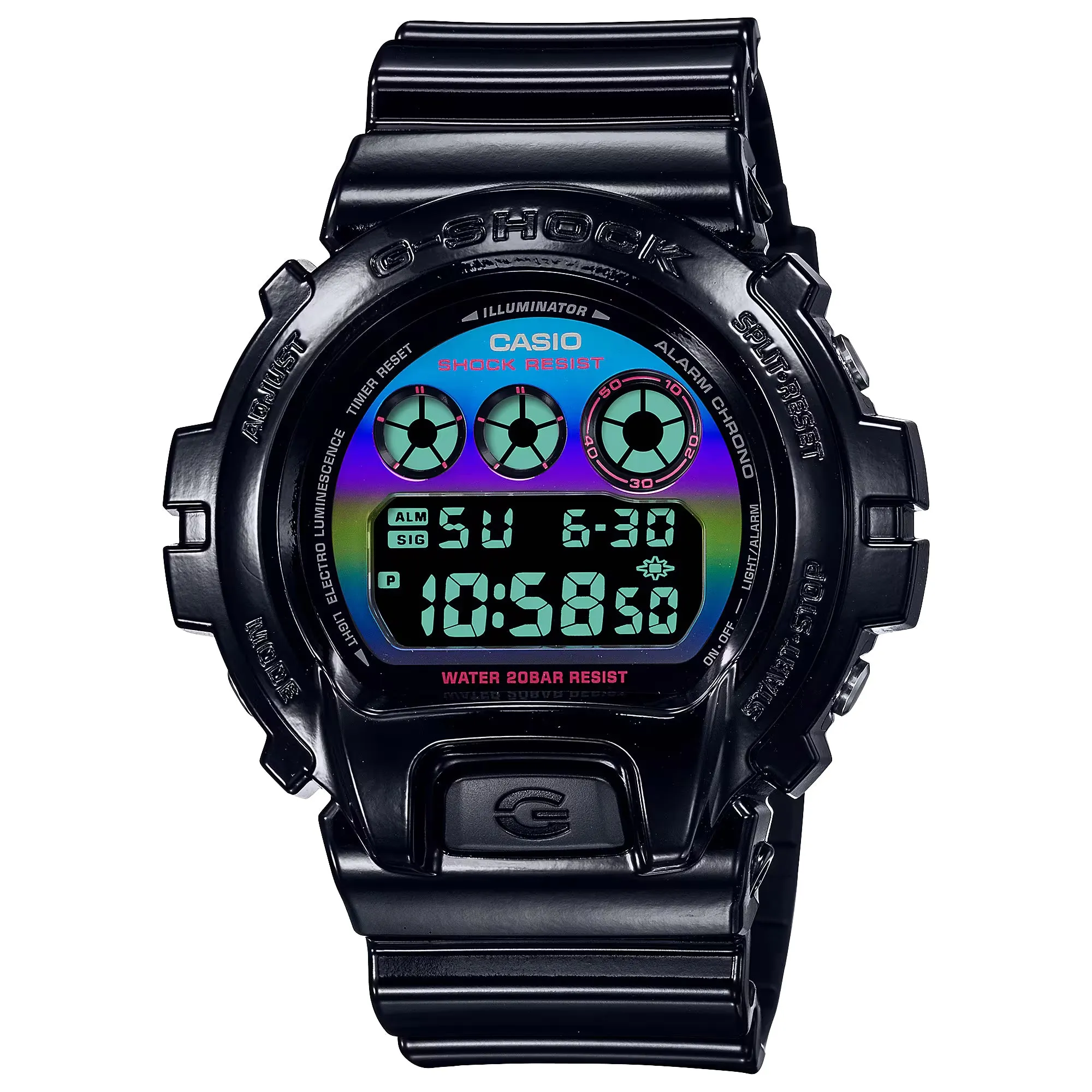 Casio G-Shock DW6900RGB-1 Rainbow Glossy Black Gamers Digital Watch