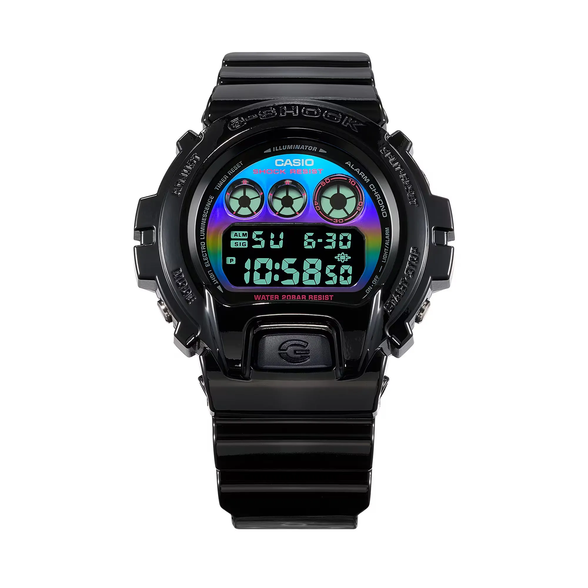 Casio G-Shock DW6900RGB-1 Rainbow Glossy Black Gamers Digital Watch