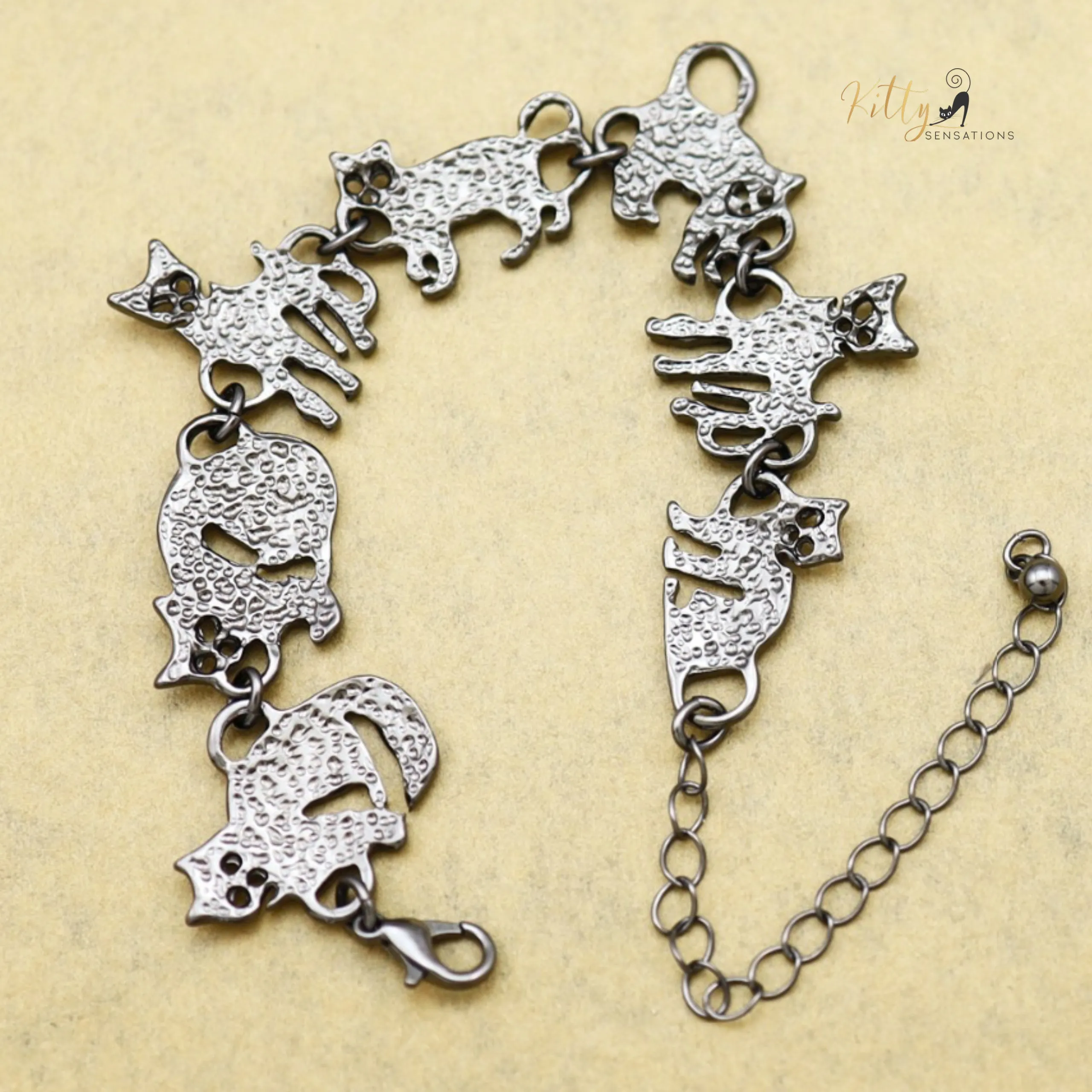 Charm Chain Cat Bracelet - Gold and Silver Plated - Adjustable Size