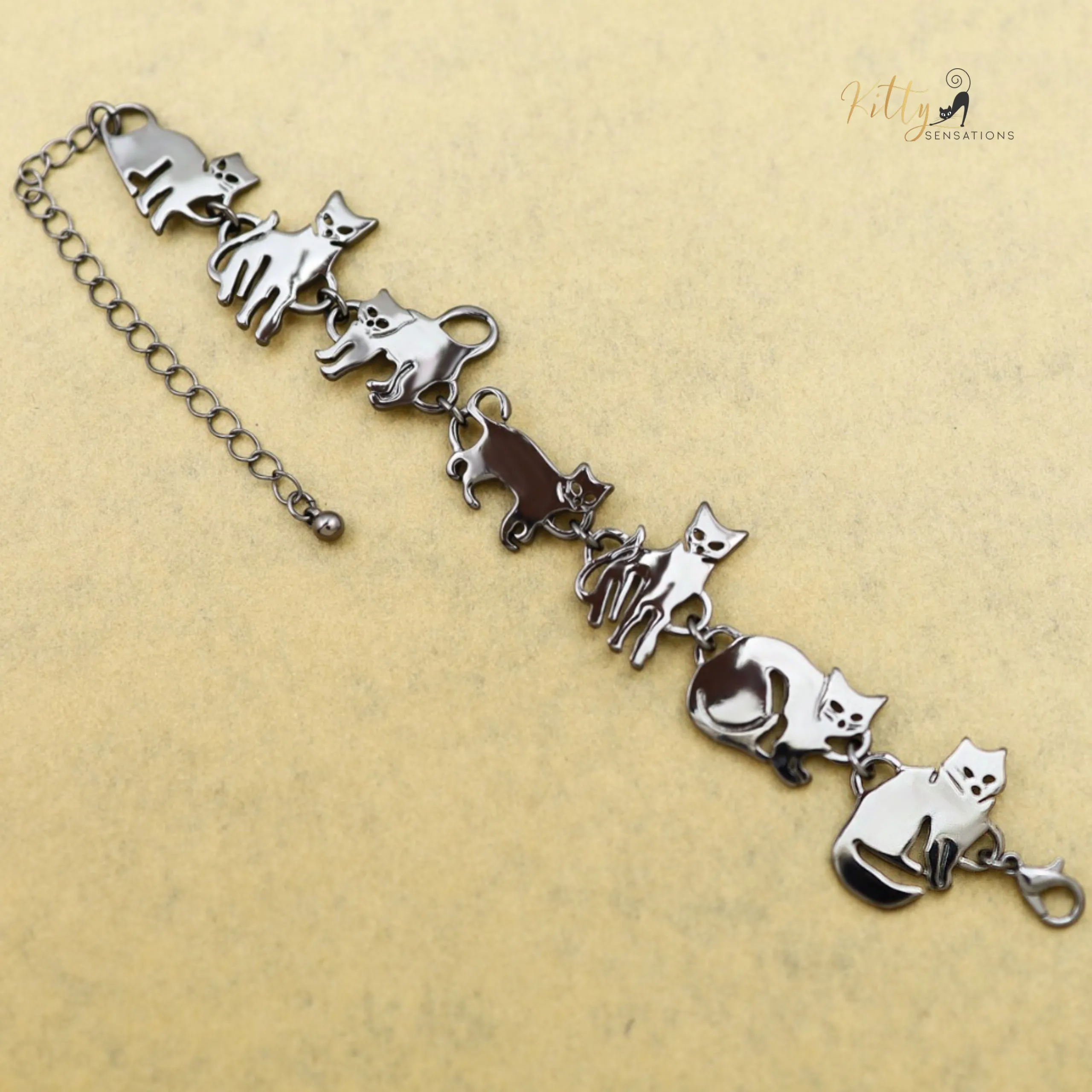 Charm Chain Cat Bracelet - Gold and Silver Plated - Adjustable Size