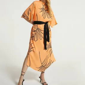 Citrus Leaf Elegance Bliss Kaftan Dress -  J5856