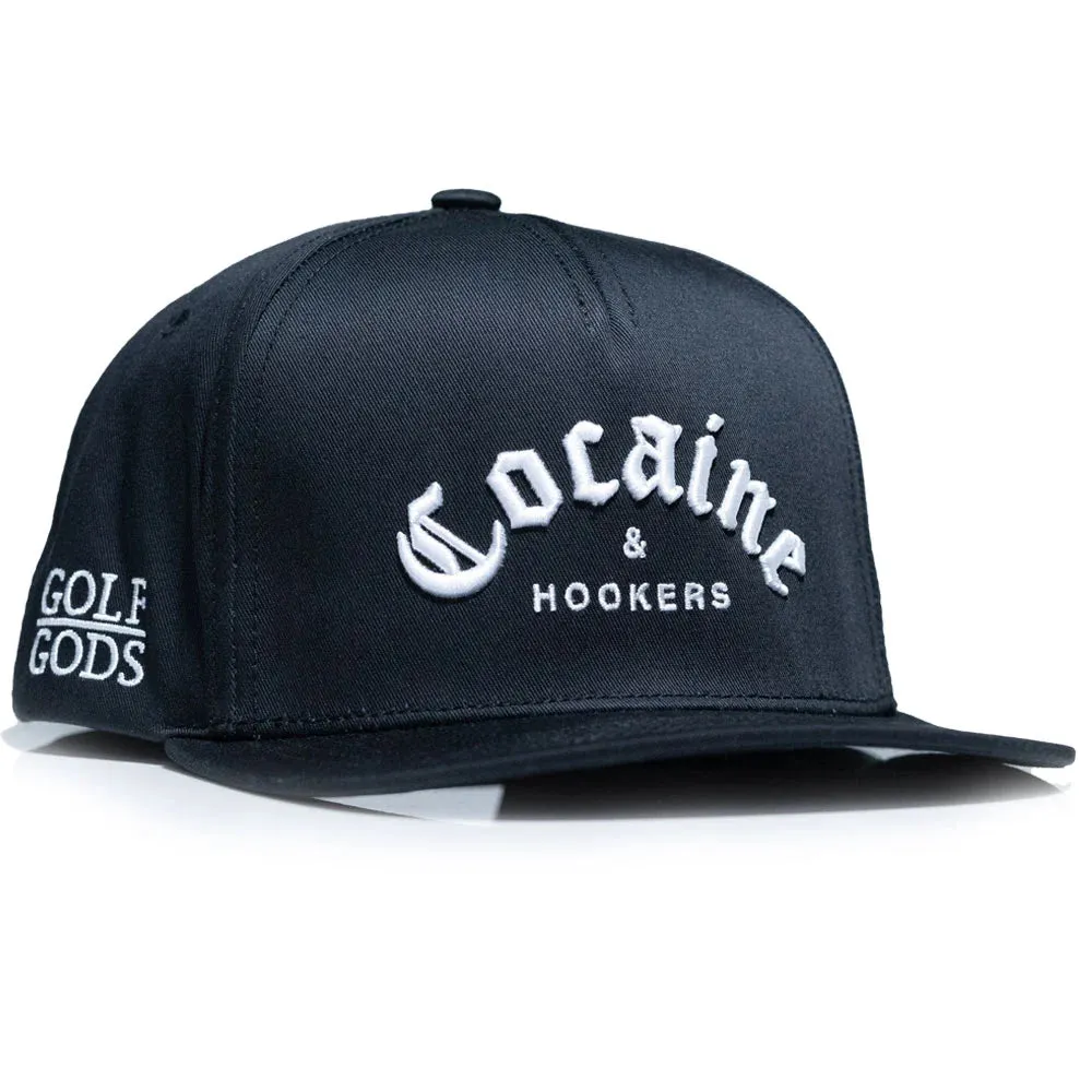 Cocaine & Hookers Golf Hat in Black in Flat Brim