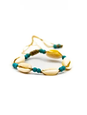 Cowrie Shell Knotted With Stone Bead Spacers Bracelet