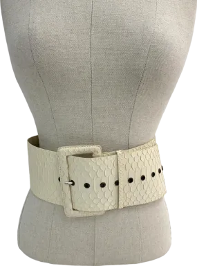 Cream Wide Snakeskin Belt