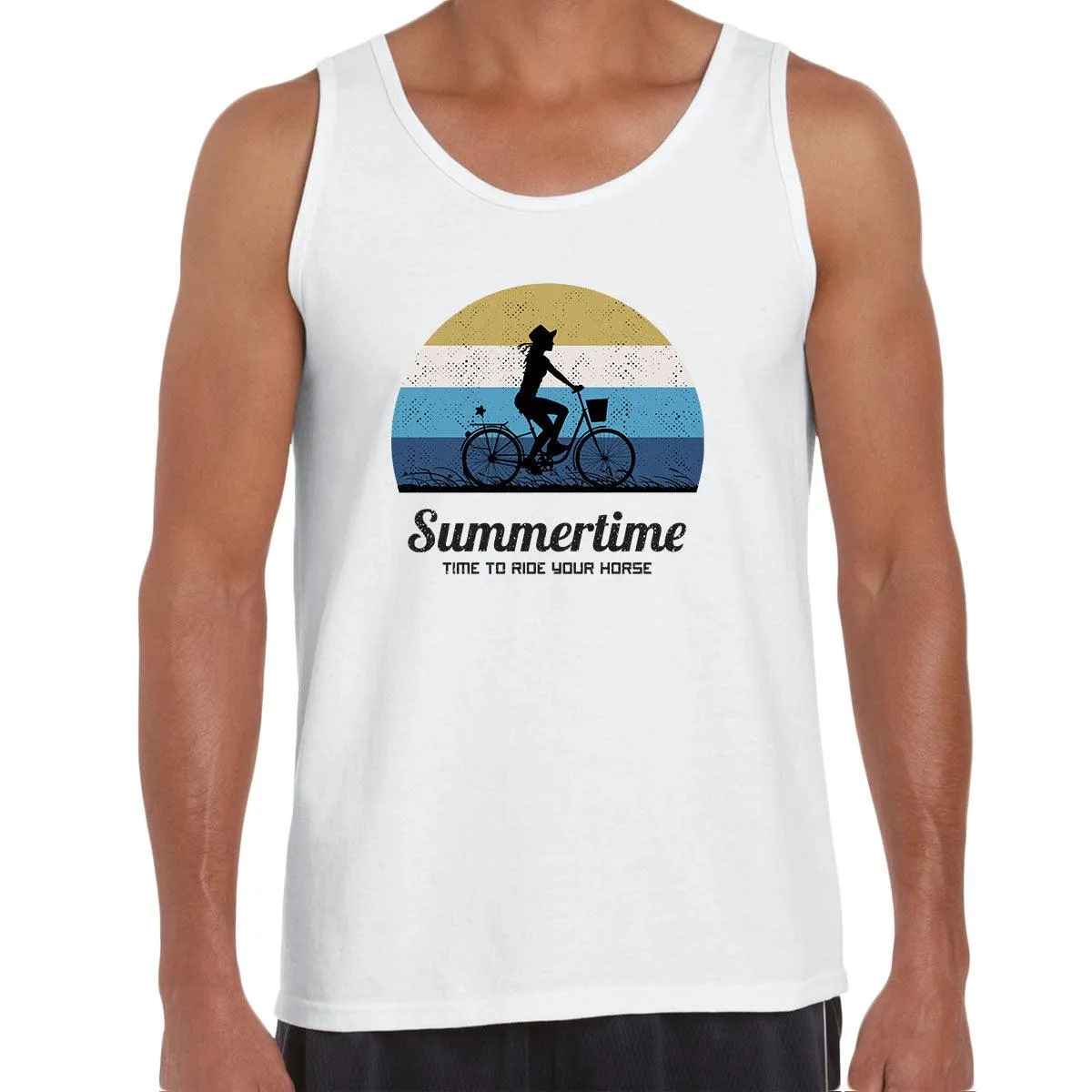 Cycling Summertime - Time to Ride Bicycle Racer Road Adult Unisex Tank Top