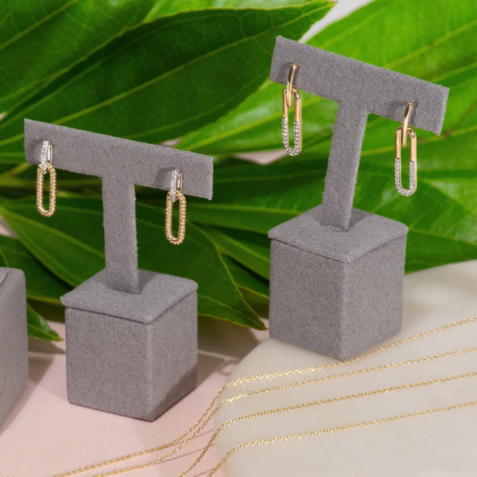 Dangling Paperclip Diamond Stud Earrings