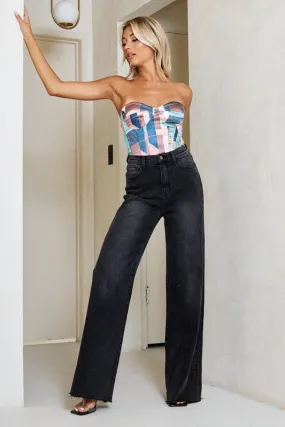 Did She Really High Waisted Wide Leg Jeans [online exclusive]