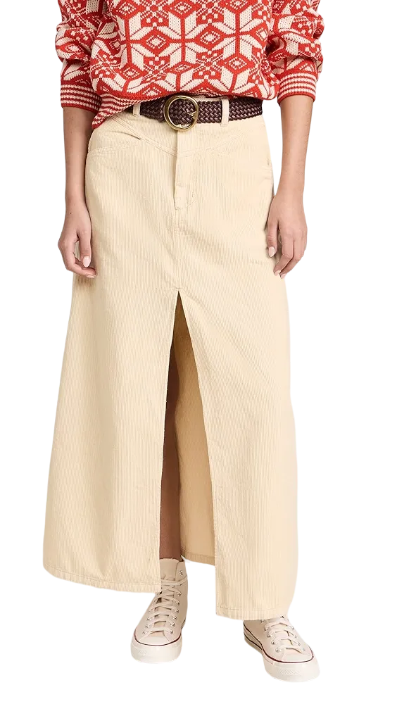 Free People Cream Come As You Are Cord Skirt UK 6