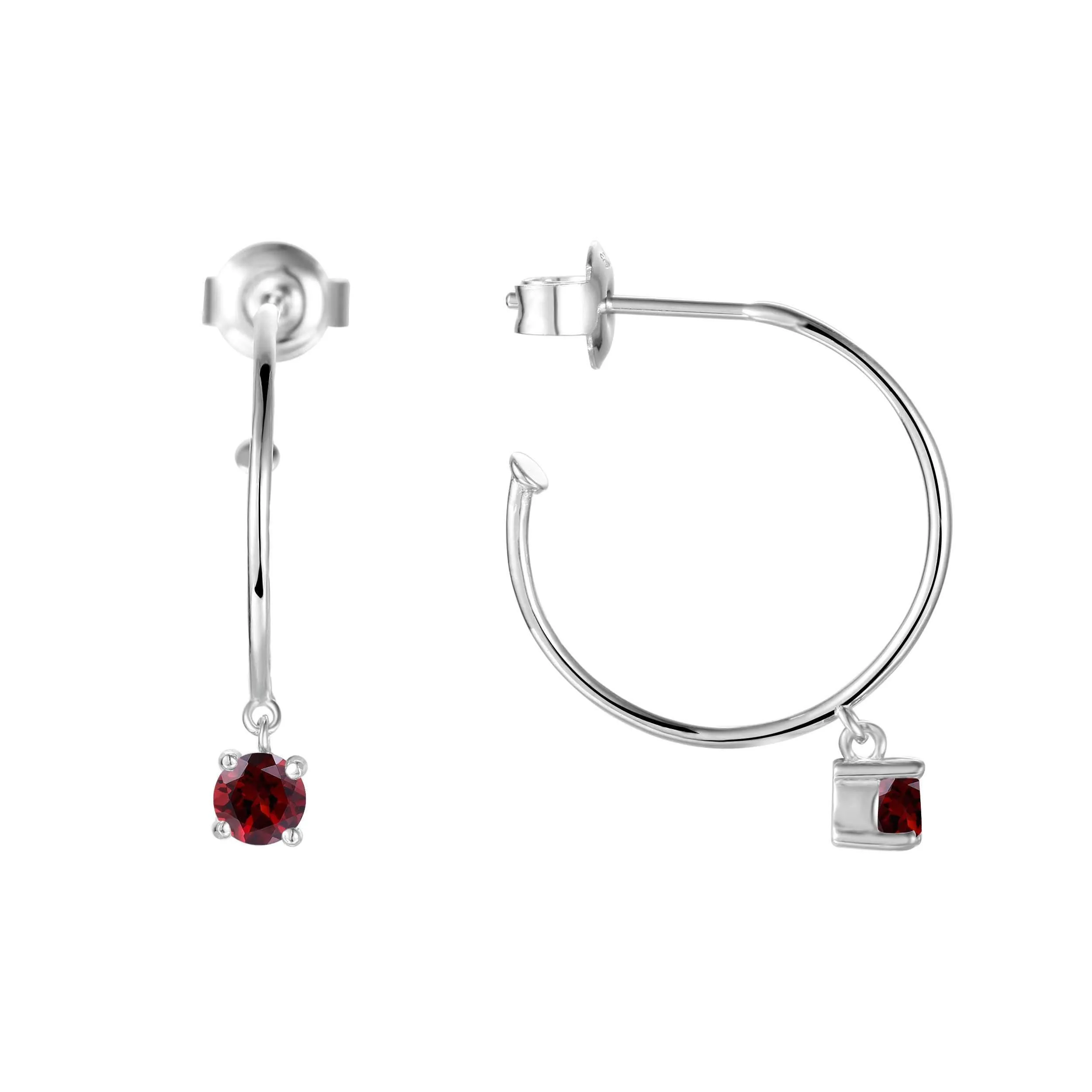 Garnet Open Hoop Earrings