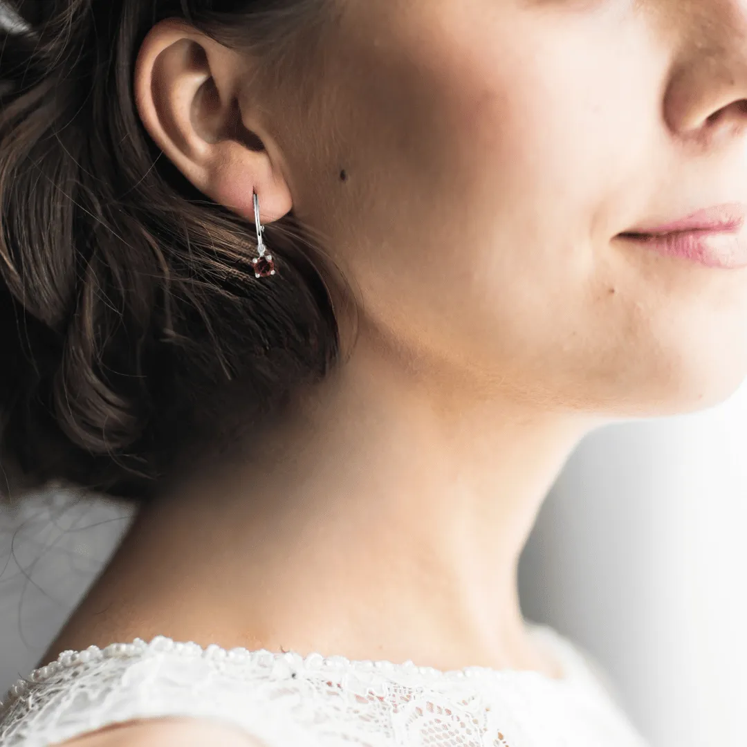 Garnet Open Hoop Earrings