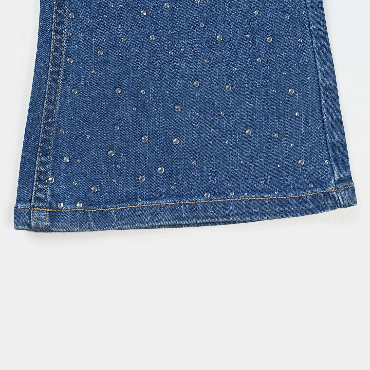 Girls Denim Stretch Culotte -Mid Blue