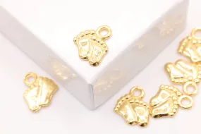 Gold Baby Feet Charm, 14K Solid Gold, Baby Footprint, Jewelry Making Charms