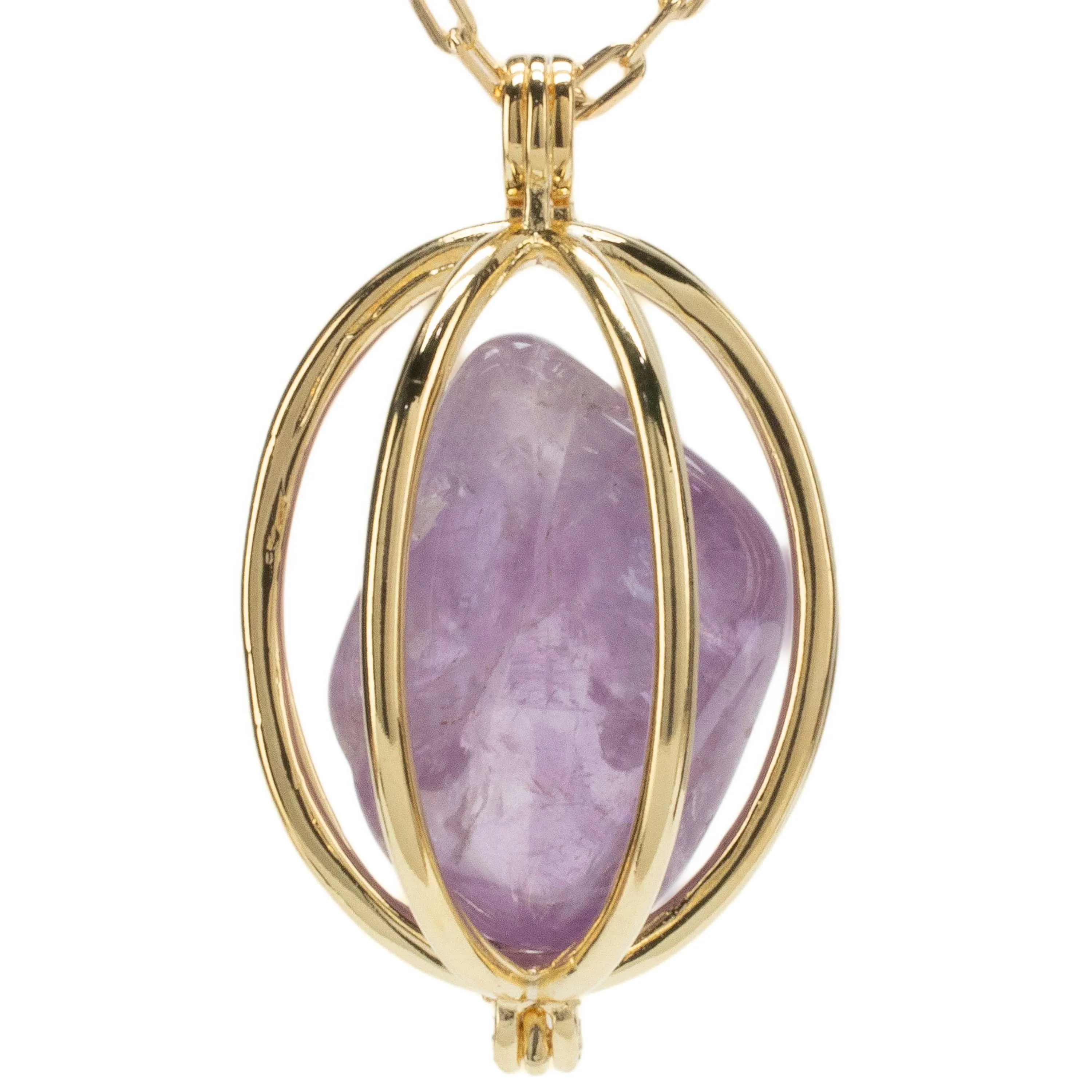 Gold Toned Convertible Chakra Pendant with Replaceable Tumbled Stones