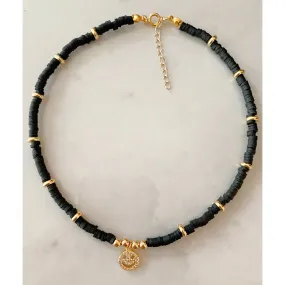 Happy Face Black Choker