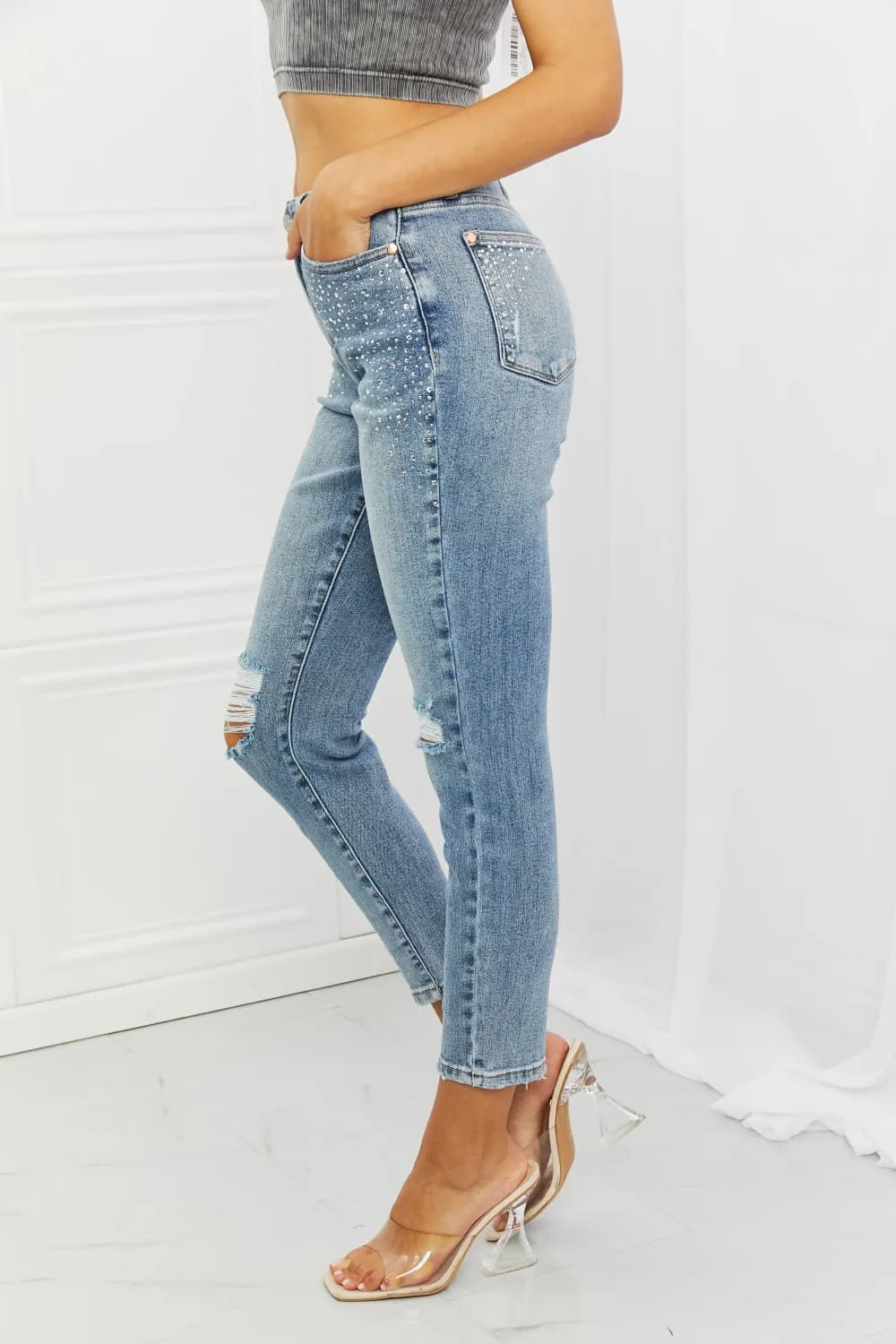 Judy Blue Kate Full Size Slim Fit Rhinestone Jeans