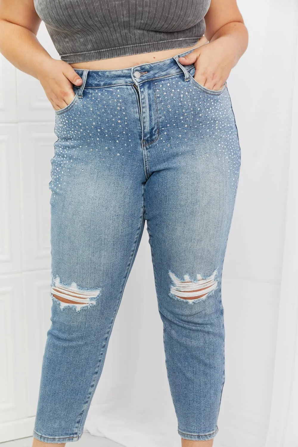 Judy Blue Kate Full Size Slim Fit Rhinestone Jeans