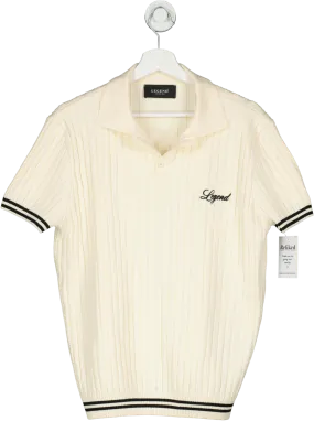 Legend Cream Knitted Sports Ribbed Polo UK L