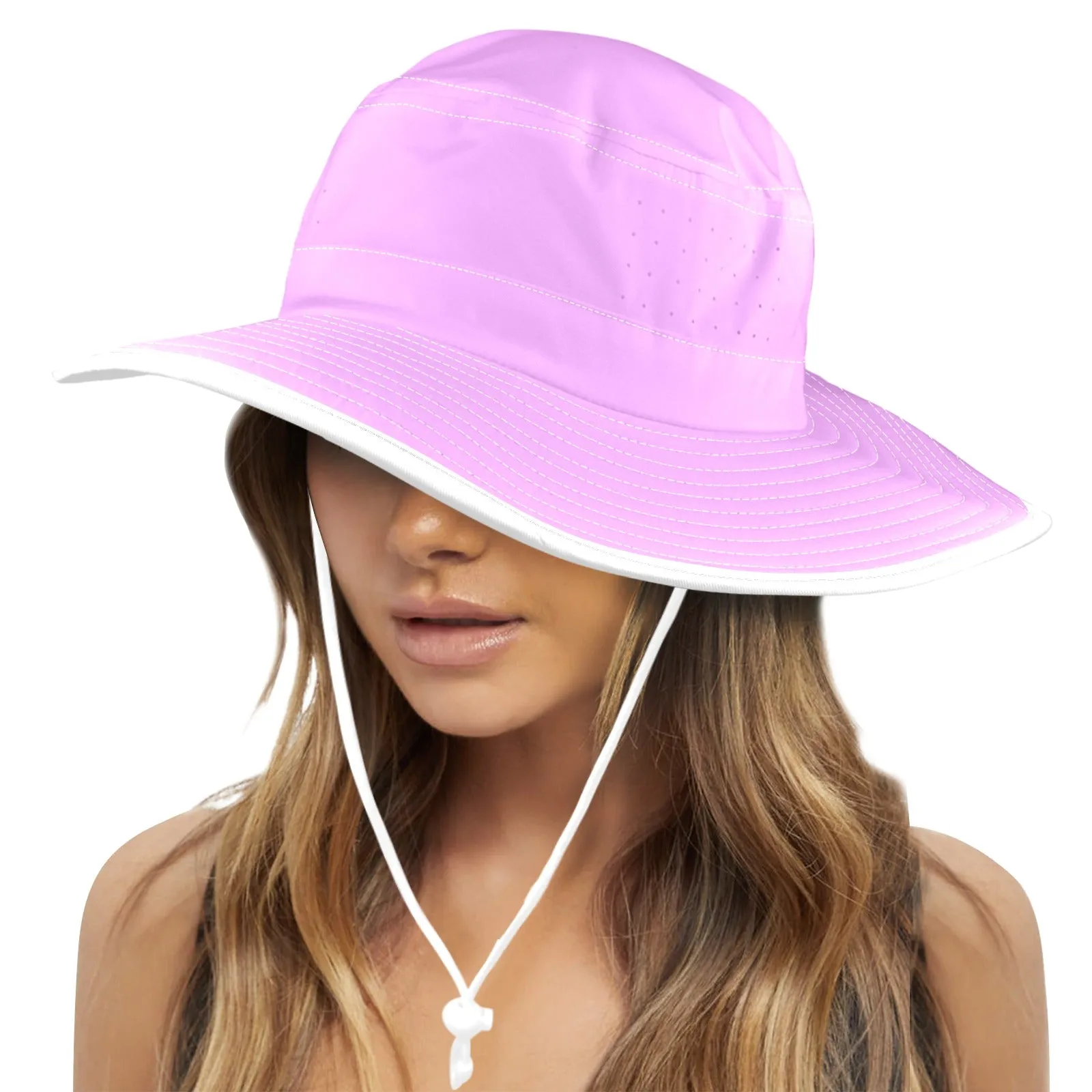 light purple pink solid Wide Brim Bucket Hat