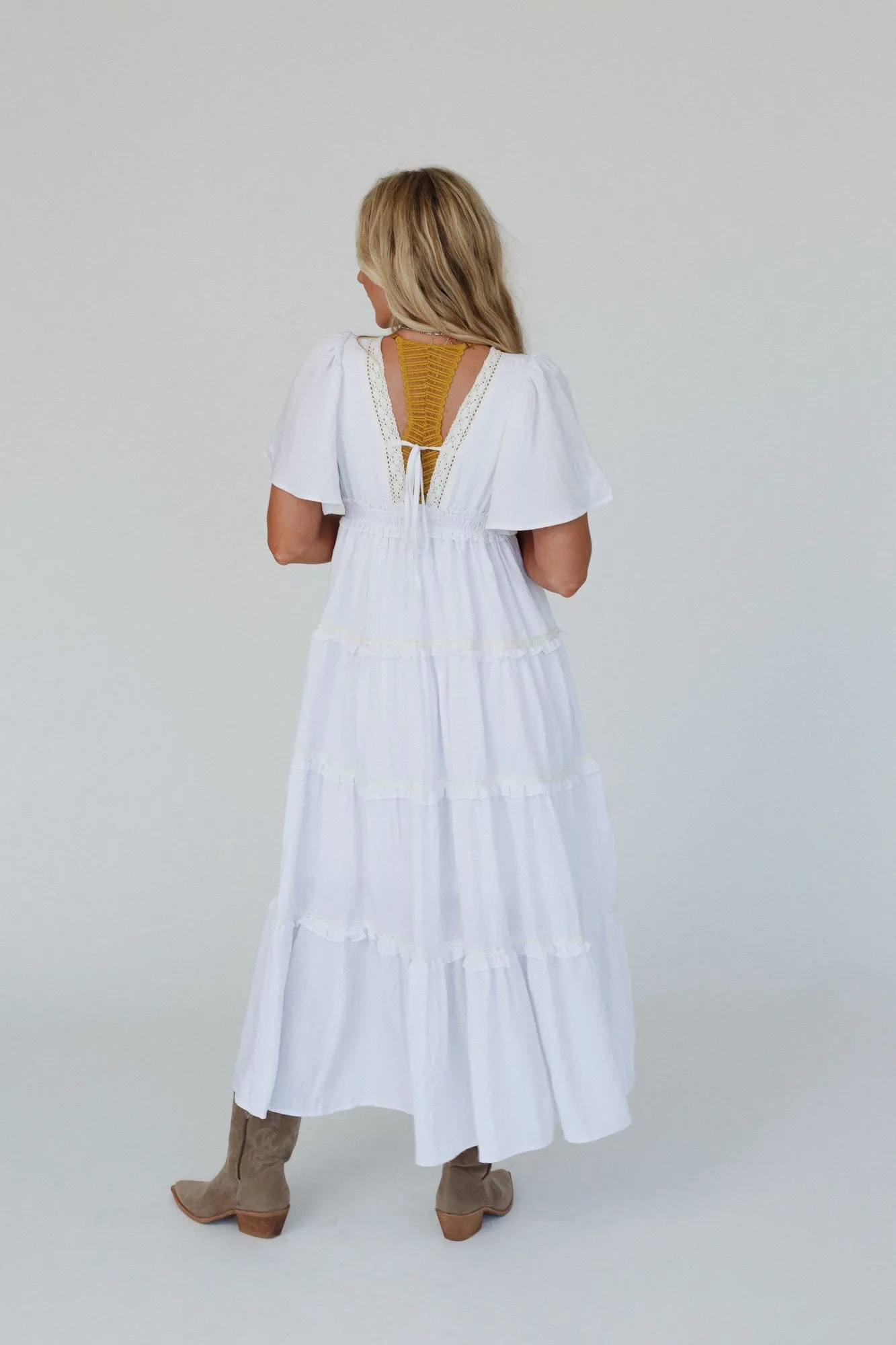 Lily Bloom Tiered Lace Dress - Off White