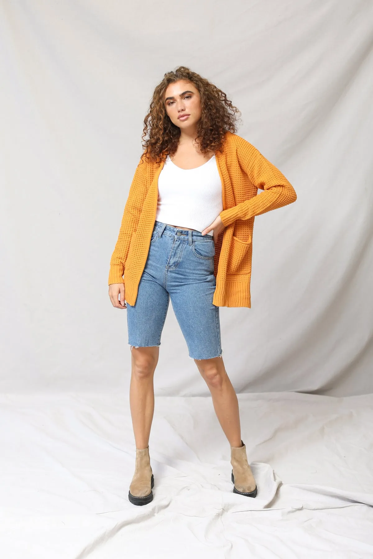 Luxe Waffle Open Cardigan